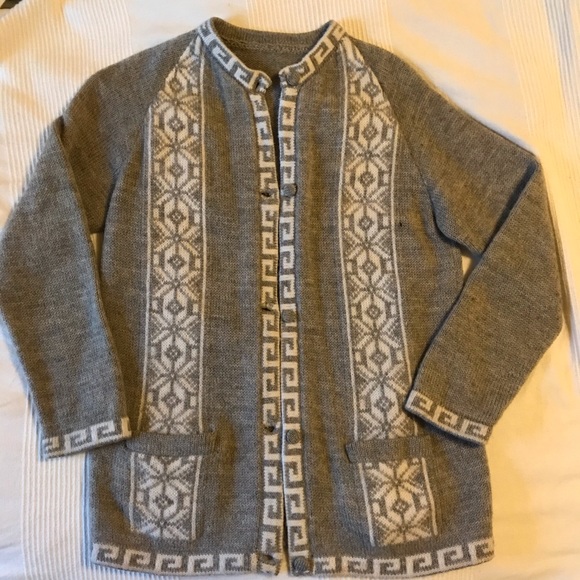 Sweaters - Gray white Icelandic Nordic cardigan sweater
